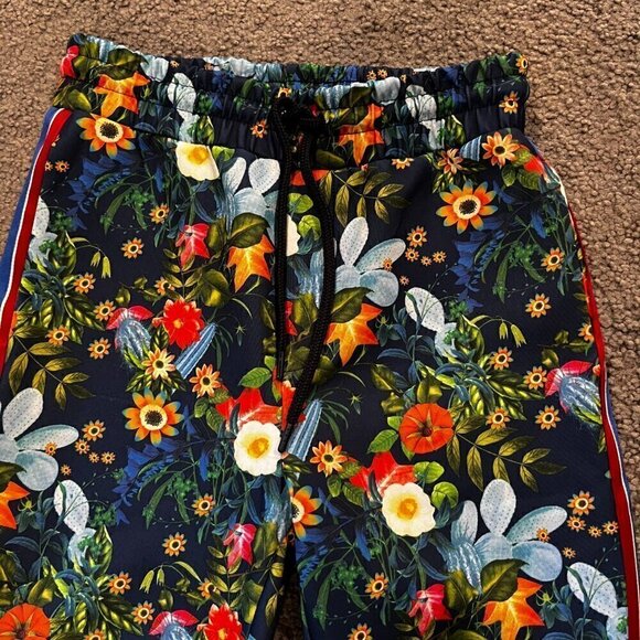 ZARA MAN  Floral Joggers with Blue & Red Racing Stripes GUCCI Style NWOT Men's M - Picture 2 of 11